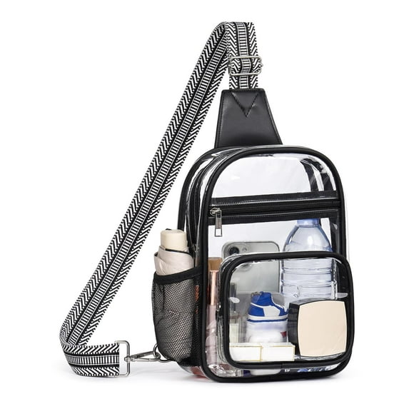 Bolsa transparente QOECI para eventos en estadios, color negro transparente