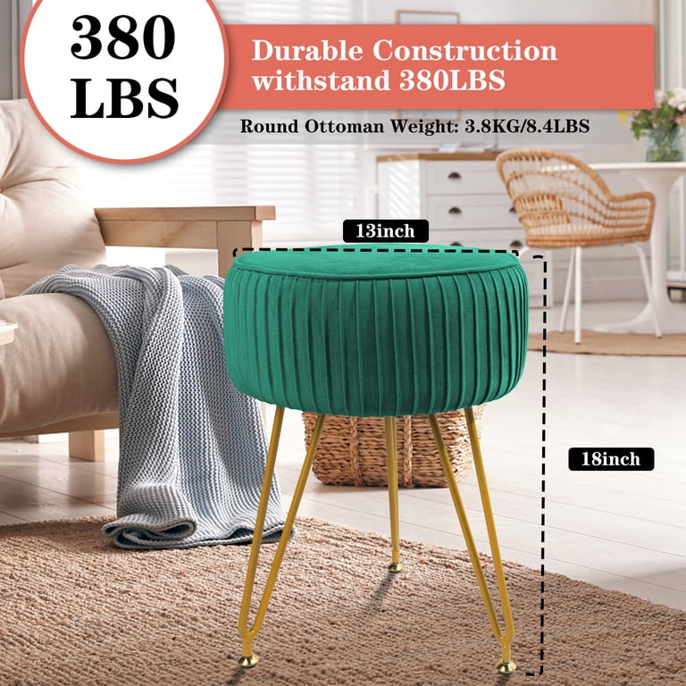 Hofitlead Velvet Vanity Chair & Ottoman, Upholstered Makeup Footstool, Golden Legs, Emerald Green - Walmart.com Hofitlead Velvet Vanity Chair & Ottoman, Upholstered Makeup Footstool, Golden Legs, Emerald Green - Walmart.com