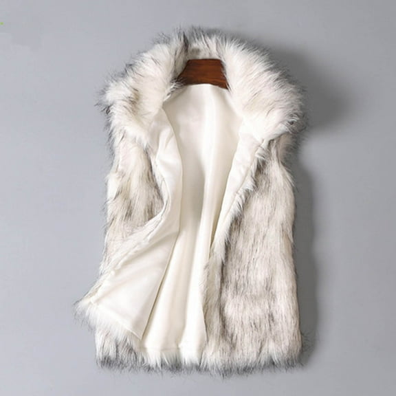 Women Winter Waistcoat - Short Type Faux Fur Turn-down Collar Cardigan Sleeveless Heat Retention Fuzzy Vest Coat Everyday Wear Work School