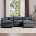 thumbnail image 2 of 114'' Oversized Modular Cushion Sofa with Portable Ottoman, L-Shaped Corner Spacious Sectional Sofa Set, 25'' Deep Seating, for Home Apartment Living Room, Grey, 2 of 9