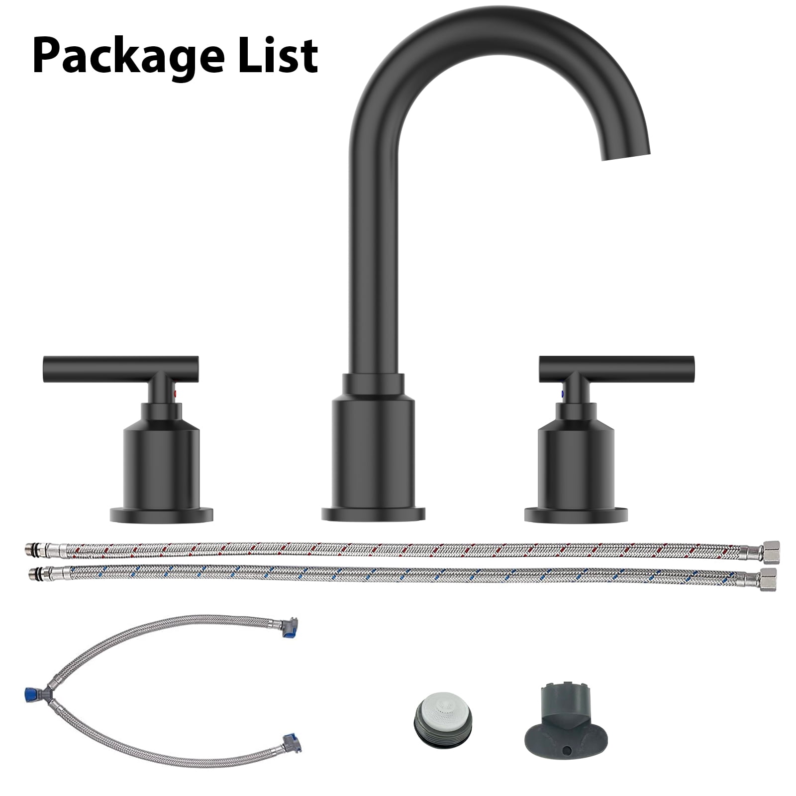 Luku Bathroom Faucet, Matte Black Widespread Bathroom Sink Faucet, 8 Inch Bathroom Faucet for Sink 3 Hole with Stainless Steel Pop-up Drain, Modern and Beautiful for Your Bathroom(Matte Black)