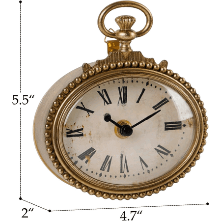 Small Vintage Gold Wall Clock 4.7 Inch, Battery Operated Silent Retro Metal Oval Analog Clock for Bathroom Kitchen Living Room Bedroom Office$$Home Decor, Kitchen, & Other