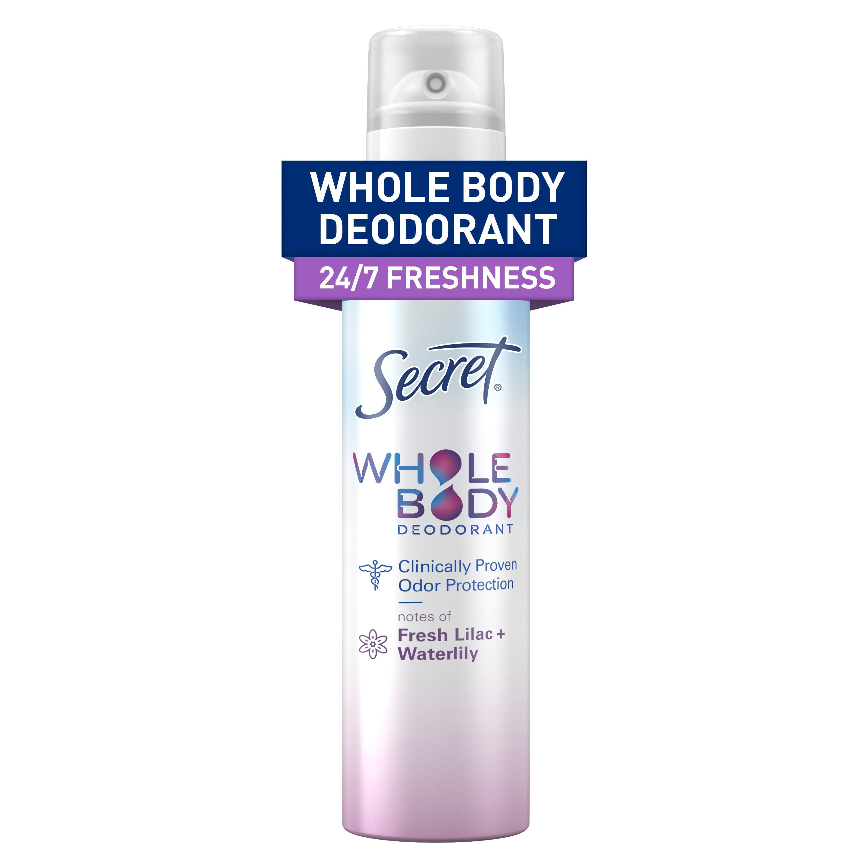 Secret Whole Body Stick Aluminum Free Deodorant for Women with notes of Fresh Lilac Waterlily, 68G