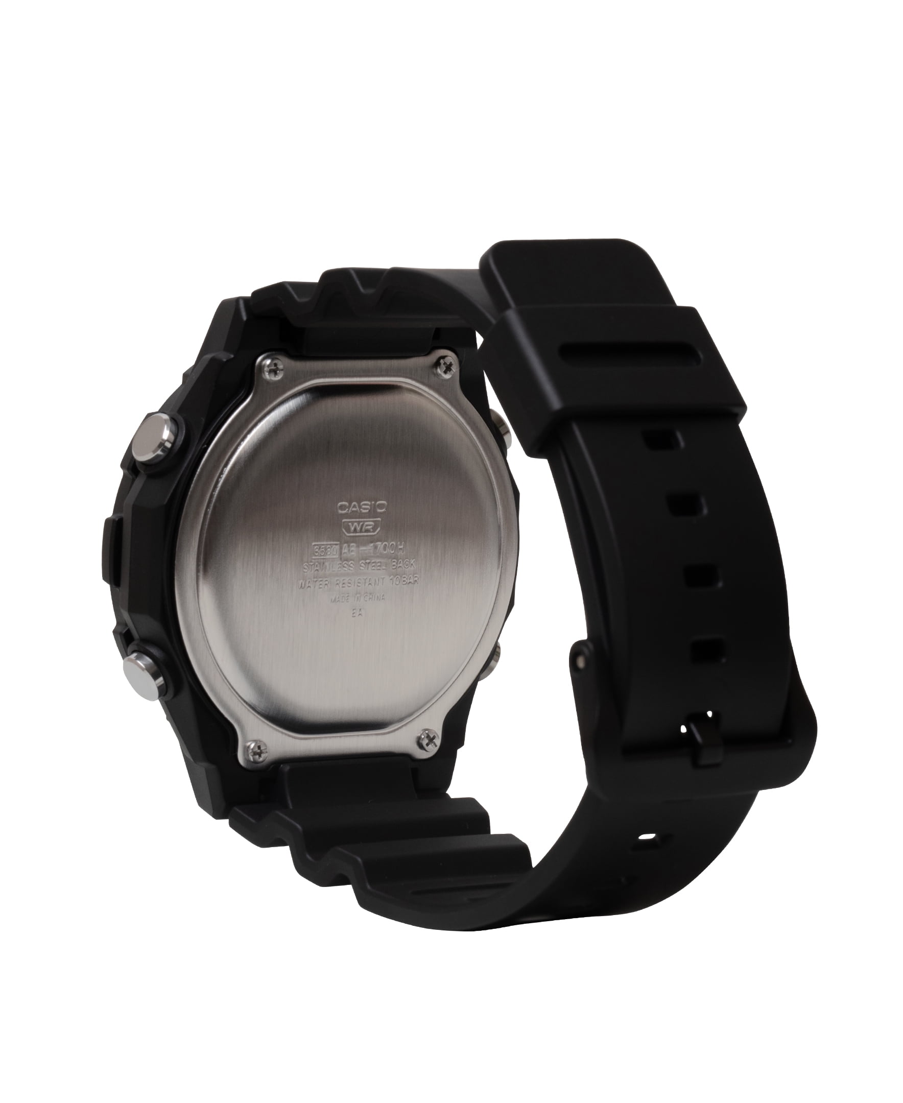 Casio Men's Black Digital Resin Strap 10-year Battery 100M WR Large LCD Rotating Bezel AE1700H-1AVKC