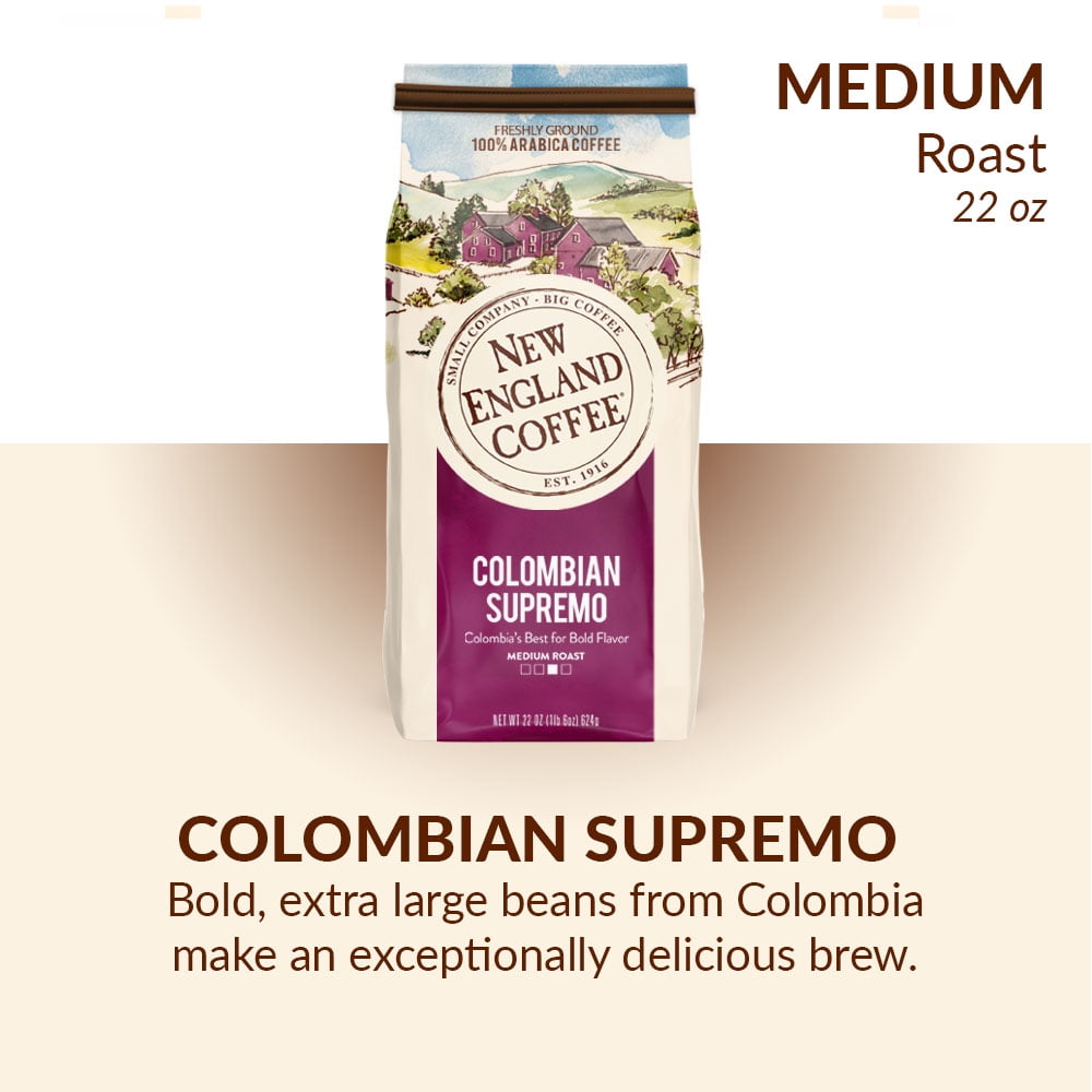New England Coffee Colombian Supremo Ground Coffee, 22 oz