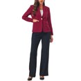 thumbnail image 2 of INSPIRE CHIC Blazers for Women Business Casual Lightweight Collarless Single Breast Long Sleeve Blazer Jacket with Pockets L Wine Red, 2 of 5