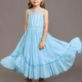 thumbnail image 6 of Girls Party Dress Sequin Mesh Sleeveless Round Neck Maxi Dress Ruffle Hem Wedding Formal Gowns 6-14 Years (7-8 Years, Sky Blue), 6 of 6
