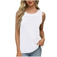 thumbnail image 2 of Otvok Ladies Summer Solid Color Camisole Sleeveless Tank Top with Pleats On The Chest, 2 of 6