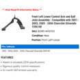 thumbnail image 2 of Front Left Lower Control Arm and Ball Joint Assembly - Compatible with 2001 - 2003, 2005 - 2006 Chevy Silverado 1500 HD 2002, 2 of 2