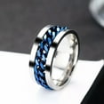 thumbnail image 2 of GKNET Mens Blue Miami Cuban Link Band Ring Stainless Steel Punk Rock Biker Delicate Jewelry 8MM-9, 2 of 6