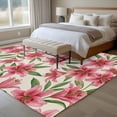 thumbnail image 5 of Summer Lily Washable Living Room Rugs 5'x7', Watercolor Pink Flower Linen Background Low Pile Throw Large Area Rugs Non-Slip Sturdy Edge Binding Carpet for Dining Room Bedside Kitchen, 5 of 9