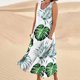 thumbnail image 1 of ICHUANYI Clearance Womens Summer Casual Round Neck Beach Pockets Sleeveless Printed Dress(Green, M) ICHUANYI WER2023080904596, 1 of 7