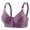 Purple, variant on Women’s Wavy Scalloped Front Button Wide Strap Perforated Seamless Wireless Bra Large Molded Support Cups Wire Free High Stretch Soft Breathable Mature Ladies Daily Underwear
