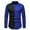 Blue, variant on Qingpeng Mens Banded Collar Shirts Color-Block Long Sleeve Casual Button Down Shirt Collar Shirts