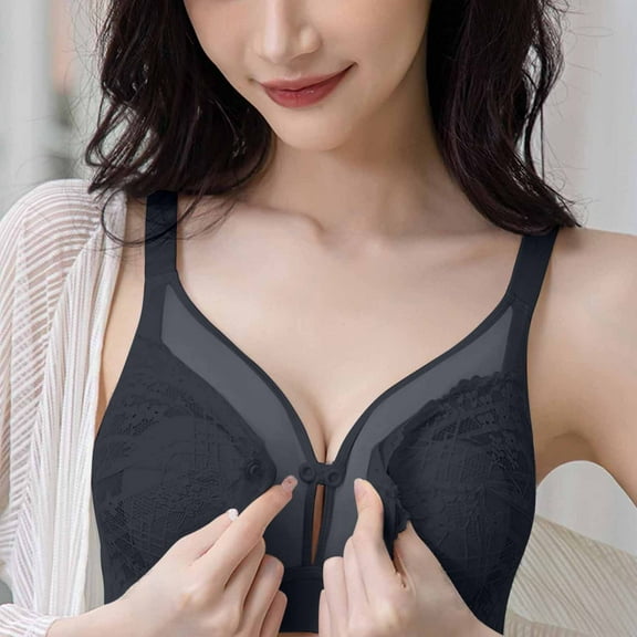 GaThRRgYP Bras for Women GaThRRgYP Women's Sexy Ultra-thin Lace Bra without Steel Ring Breast Front Opening Feeding Bra
