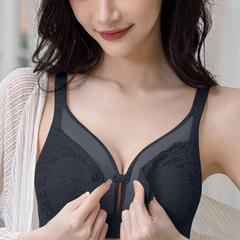 VerPetridure Wireless Bras for Women Women's Sexy Ultra-thin Lace Bra  without Steel Ring Breast Front Opening Feeding Bra 