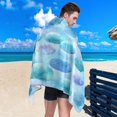 thumbnail image 5 of Quick-Dry Beach Towel 71x31in with Storage Bag, Sand Free Microfiber Towel for Travel, Swimming, Camping Watercolor Seashells Pattern, 5 of 9