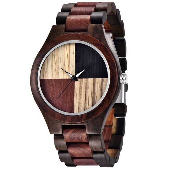 Reloj Dentily de Madera con Cuarzo Ligero Hecho a Mano 44mm