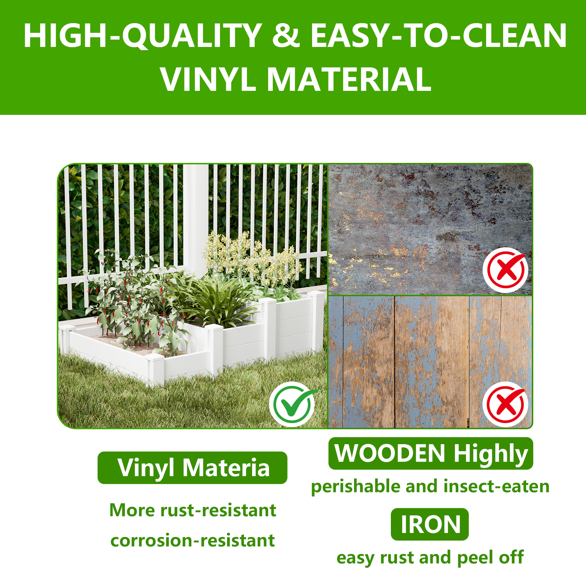 MAYEERTY Multipurpose White PVC Rectangular Garden Fence For Flowers, Vegetables, Pet & Poultry Nests