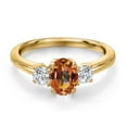 thumbnail image 3 of Gem Stone King 18K Yellow Gold Plated Silver Ecstasy Mystic Topaz and Lab Grown Diamond Engagement Ring for Women | 1.34 Cttw | Oval 7X5MM | Gemstone November Birthstone | Size 6, 3 of 6