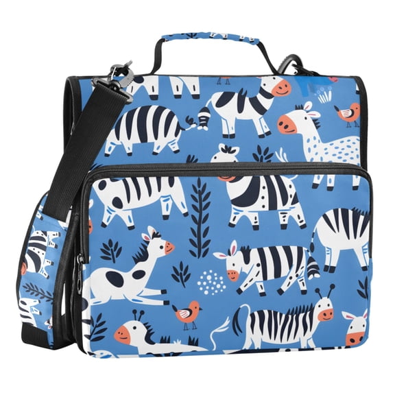 ALAZA Zipper Binder Cute Zebras Cows 3 Ring Trapper Keeper File Folder Organizer Bag