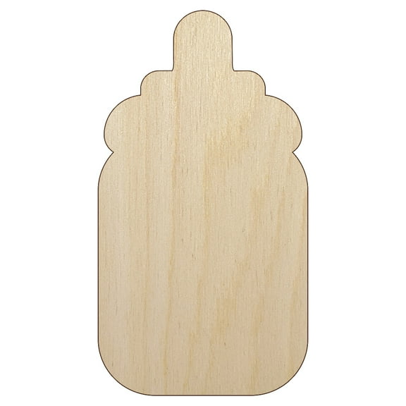 Baby Bottle Solid Wood Shape Unfinished Piece Cutout Craft DIY Projects - 4.70 Inch Size - 1/8 Inch Thick