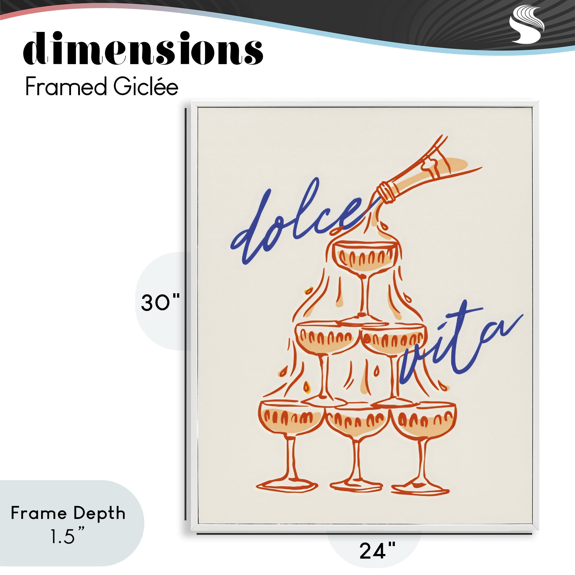 Stupell Industries Dolce Vita Champagne Tower White Framed Giclee Art, design by The Prints Vibe