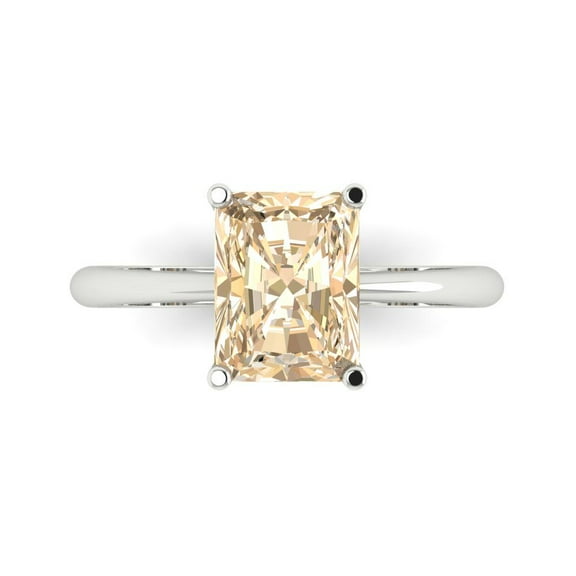 Clara Pucci 14K White Gold 2.5ct Morganite Solitaire Ring for Women