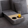 thumbnail image 4 of Convertible Sleeper Sofa Couch with Drop Down Table with 2Cup Holders, Multifunctional Double Folding Sofa Bed with Storage Ottoman and Sofa arm with box and drawer for Living room, Apartment, Grey, 4 of 9