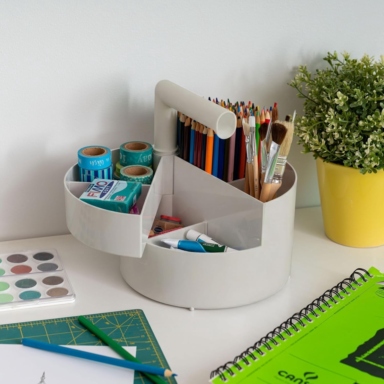 IRIS Desk Caddy Organizer with Built-In Handle for Markers, Pens, Arts & Crafts, Gray, 2Pk