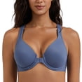 thumbnail image 2 of MELENECA Women's Racerback Front Closure Bras Plunge Unlined Full Coverage Seamless Underwire Bra Slate Blue 34E, 2 of 7