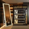 thumbnail image 4 of Cotiro LED Full Length Mirror with Lights, 67"x22" Floor Standing LED Lighted Mirror Full Length, Full Body Over the Door Mirrors with Dimming & 3 Color Lighting for Room, Salon, Redecorating, White, 4 of 9