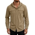thumbnail image 2 of Yusimy Men's Solid Quick Dry Hooded Top with Pocket Long Sleeve Breathable UV Sun Protection Sports Shirt Casual Outdoor for Hiking, 2 of 7