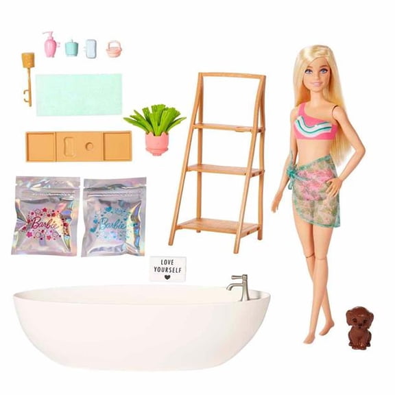 Barbie Doll & Bathtub Playset - Confetti Soap & Accessories - Blonde