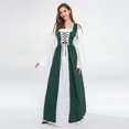 thumbnail image 3 of UPPADA Women's Renaissance Costumes Cold Shoulder Lace Up Medieval Peasant Dress Vintage Ren Faire Corset Dresses Halloween Costumes Green,XXL, 3 of 6