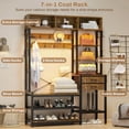 thumbnail image 3 of 7-in-1 Entryway Bench with Coat Rack and 2 Fabric Drawers, Hall Tree with Bench and 3 Storage Cubbies, 3 Storage Shelves and 17 Coat Hooks, Rustic Brown, 3 of 10