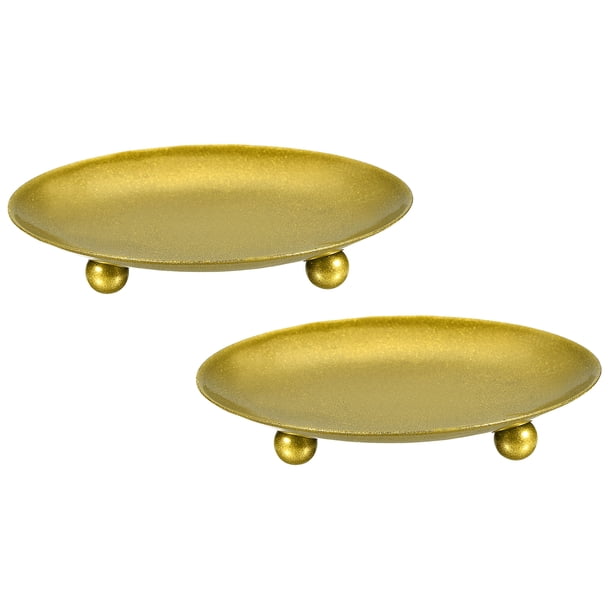 Soportes Decorativos Redondos de Hierro para Placas de Vela Uxcell para Velas LED Spa de Cera Jardín 2 Paquete Dorado 3.7 Pulgadas