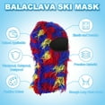 thumbnail image 3 of Uxcell Fuzzy Distressed Balaclava Ski Mask Camo Knitted Full Face Cover for Skiing Motorcycle Riding Camo Rainbow, 3 of 6