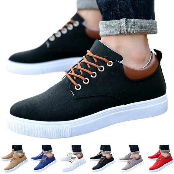 Modisza Men's Casual Sneakers Canvas Comfortable Walking Flat Shoes Outdoor Travel Work Sneaker with Strappy Everyday Footwear Brown 9.5