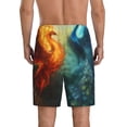 thumbnail image 4 of Lsque Red And Blue Fire Peacock Mens Sleep Pajama Shorts,Short Pajama Pants, Cotton Ultra-Soft Knit-4X-Large, 4 of 9
