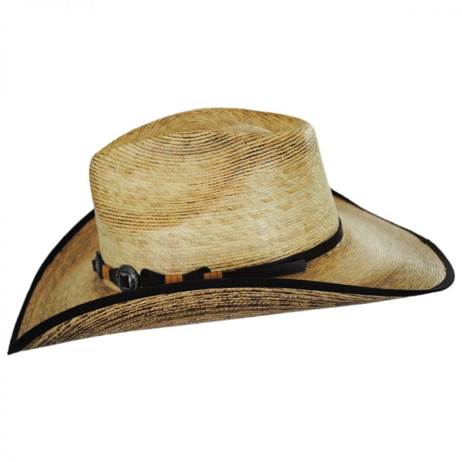 Kimball Palm Leaf Straw Western Hat - L - Natural Aged