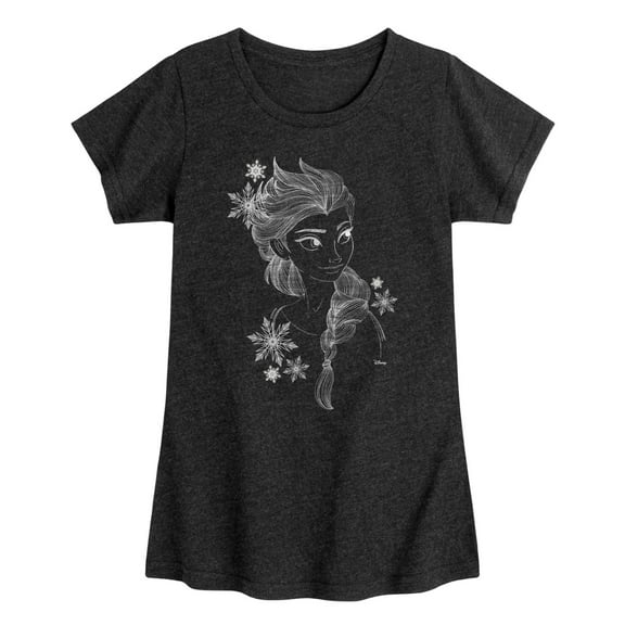 Disney Frozen 2 - Elsa Outlined Sketch - Toddler & Youth Girls Short Sleeve Graphic T-Shirt