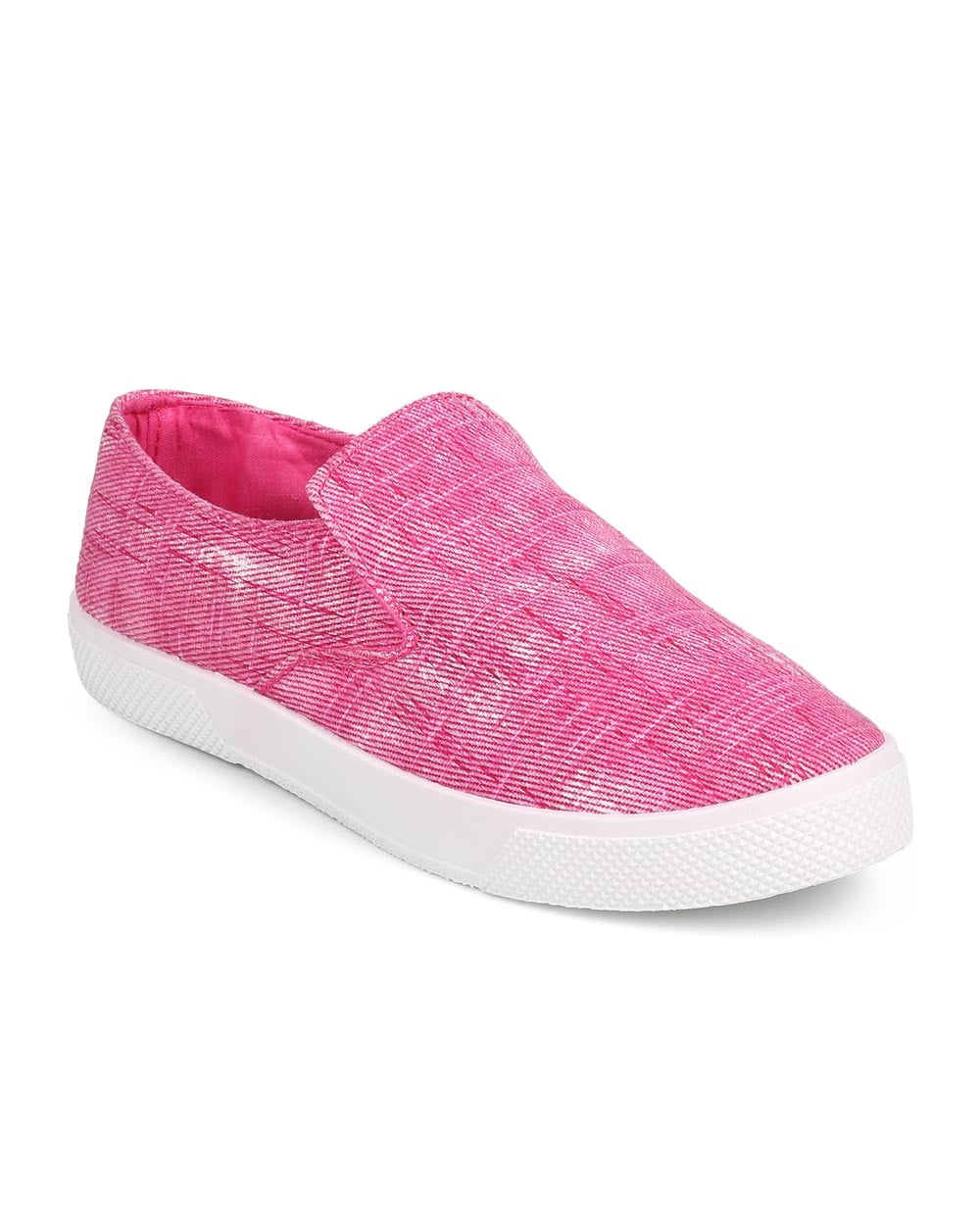 Wild Diva DF50 Women Distressed Canvas Round Toe Elastic Slip On