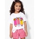 thumbnail image 1 of 1pc Back To School Girl Pencil Drawing Print White Short Sleeve Top and Comfortable Plaid Crop T-Shirt, Fashionable in Spring and Summer Girls Checkered Set Kids Girls Clothing Summer Girls, 1 of 7