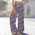 thumbnail image 6 of Womens Wide Leg Palazzo Lounge Pants with Pockets Fashion Printed Drawstring Elastic Waist Split Loose Sweatpants (L, Purple 02), 6 of 8