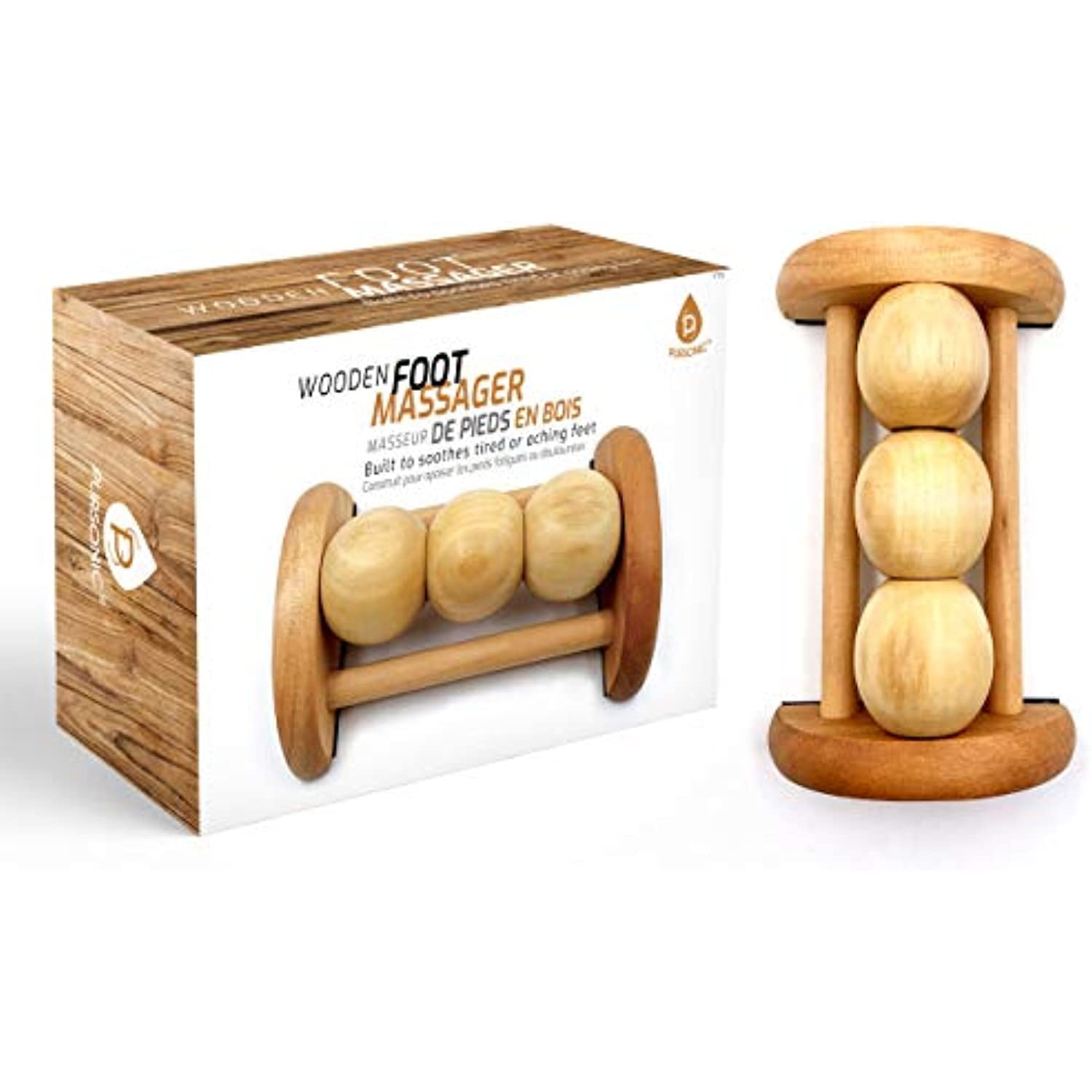 Pursonic Wooden Foot Massager Roller-Built to Soothes Tired Or Aching Feet, Relieve Foot Arch Pain, Plantar Fasciitis, Muscle Aches, Soreness.Stimulates Circulation,Promotes Healing