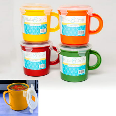 6 Pc BPA Free Take Out Soup Coffee Mugs Cup 24 Oz Microwave Safe Food Containers