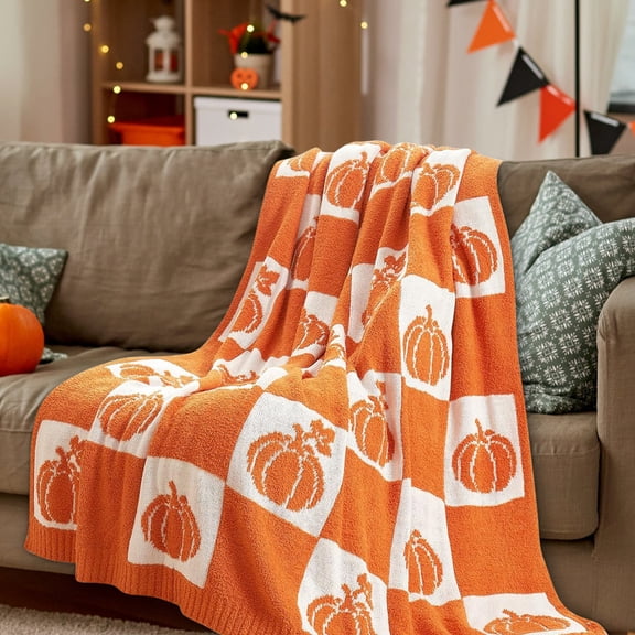 LEFXSMR Halloween Blanket Fleece Fall Throw Blanket for Couch with Pumpkin Decor Halloween Decoration for Home Holiday Sofa Bed, 59.05x78.74"