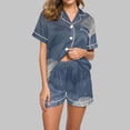 thumbnail image 2 of Pajamas Set for Women Clearance,Plus Size Women's Pajamas Sets,Women Casual Turndown Collar Short Sleeve Blouse Fashion Short Pants Pajamas Suit,Summer Loungewear Set,Womens Fashion Gifts, 2 of 5