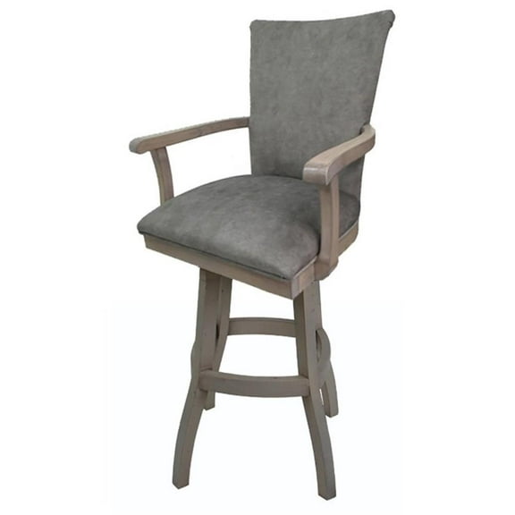 Tobias Designs 26" Swivel Wood Counter Stool in Trendy Pewter